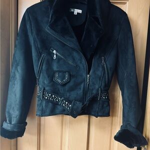 Black Studded Biker Style Women's Jacket